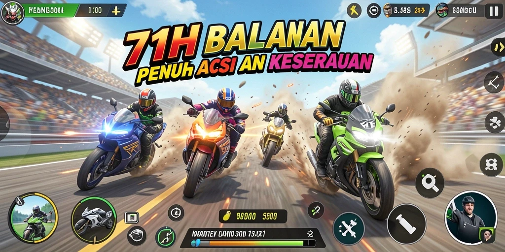 Gameplay balapan seru di 71H dengan berbagai kendaraan spektakuler.