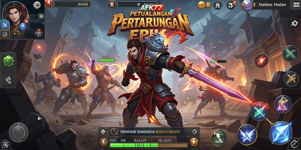 Tampilan gameplay AFK77 dengan pertarungan mendebarkan antara karakter.