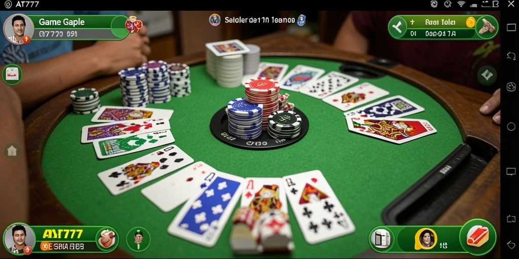 Tampilan utama gameplay AT777 yang menampilkan suasana permainan Gaple.