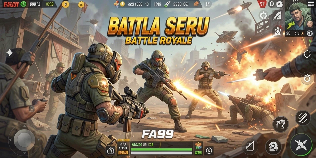 Tangkapan layar dari gameplay seru FA99 dalam mode Battle Royale.