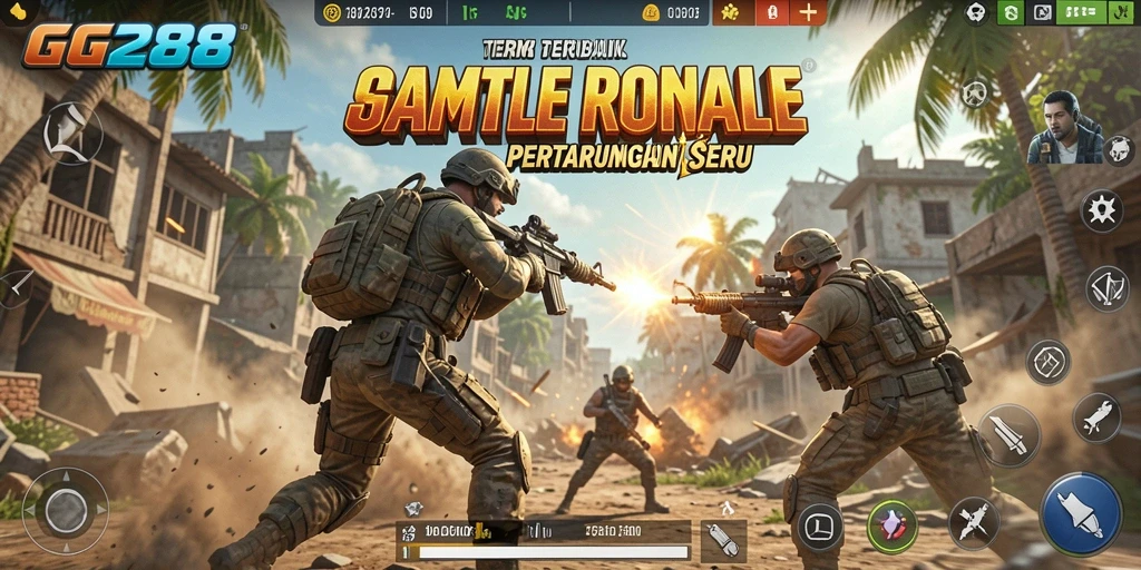 Tangkapan layar permainan GG288 yang menampilkan aksi Battle Royale yang mendebarkan.