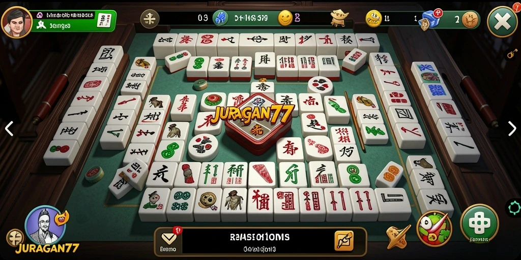 Tampilan gameplay JURAGAN77 dengan grafis Mahjong yang menarik.