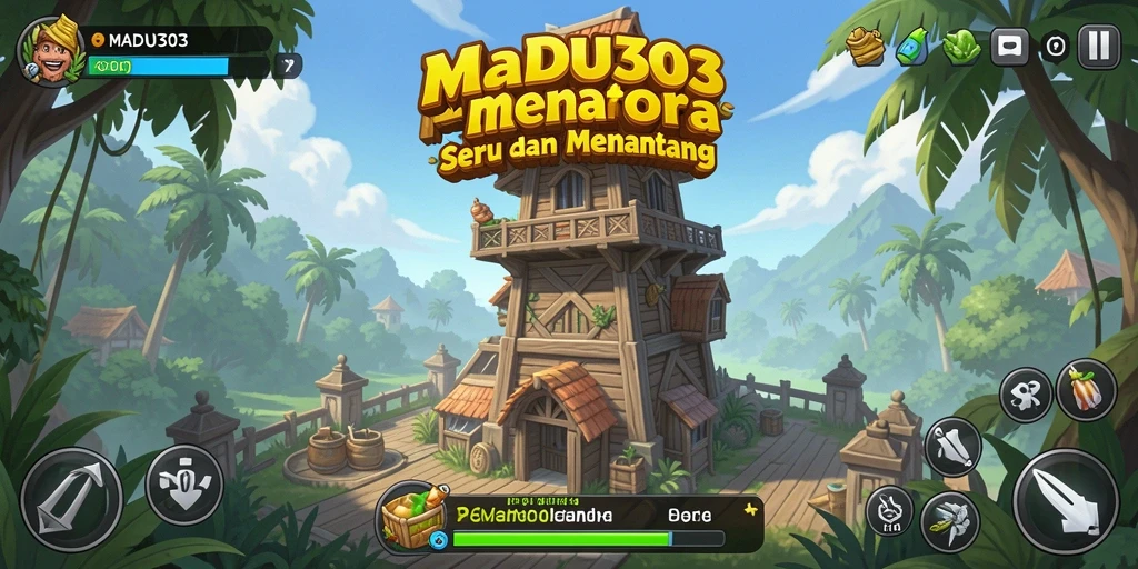 Screenshot gameplay MADU303 yang menampilkan aksi Tower Defense yang seru.