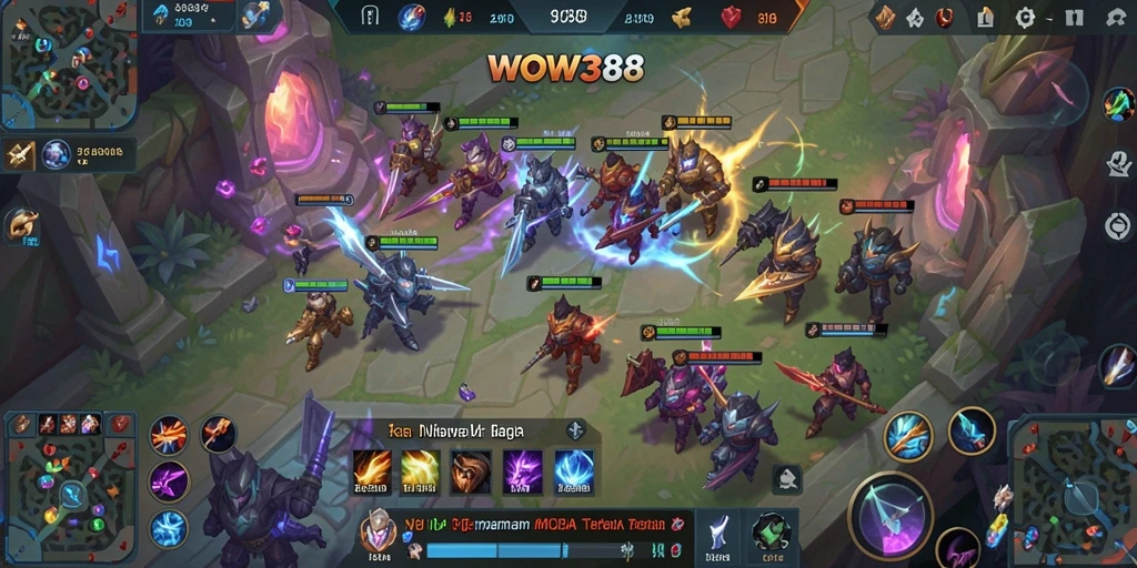 Screenshot WOW388 menampilkan karakter heroik dalam pertempuran seru.