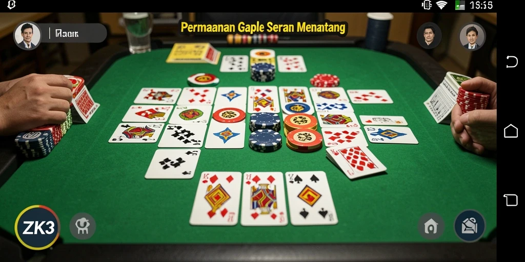 Tampilan gameplay ZK3 yang mendebarkan dalam permainan Gaple.